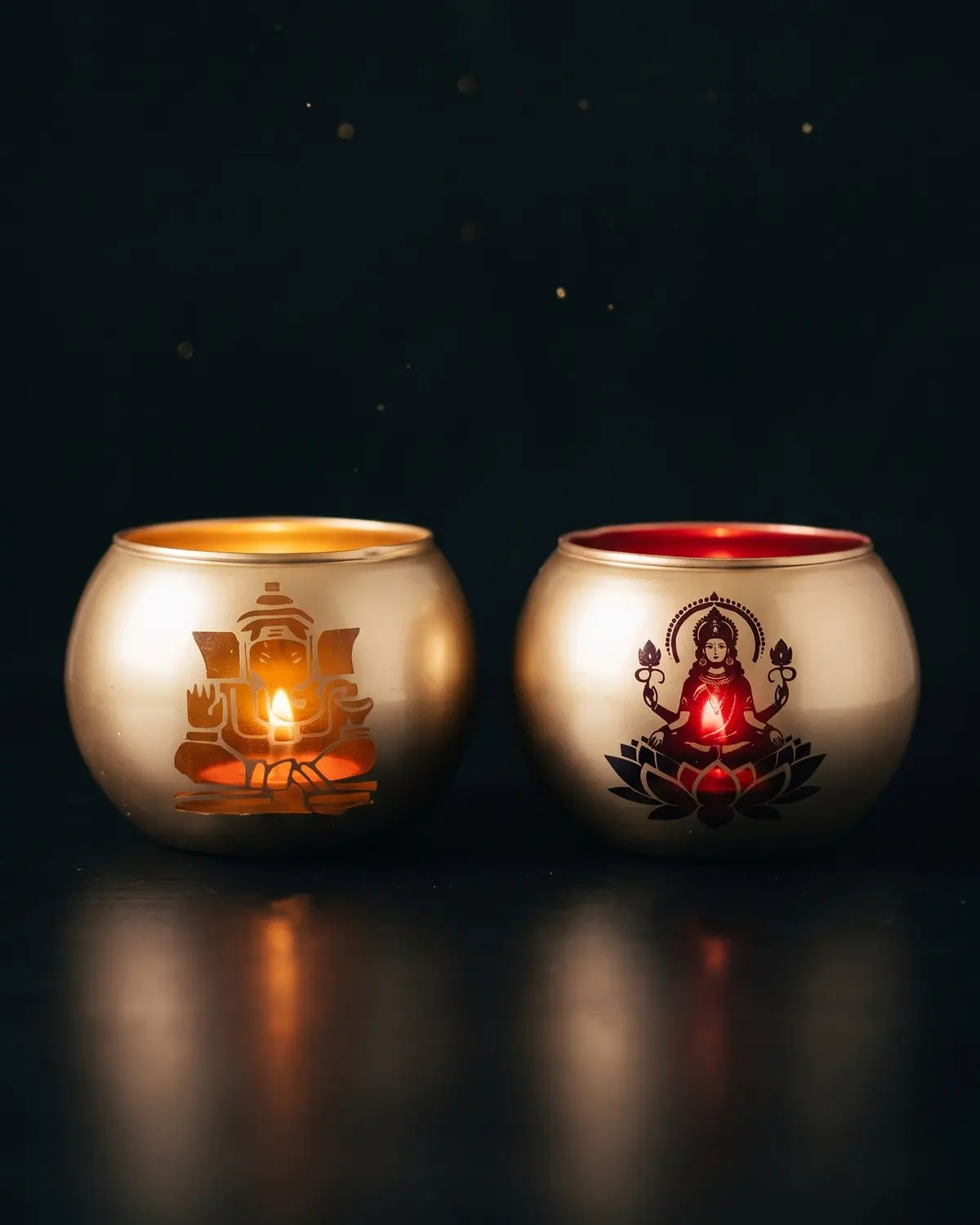 Lakshmi–Ganesh Tealight Holders, diwali special by Wickraft.